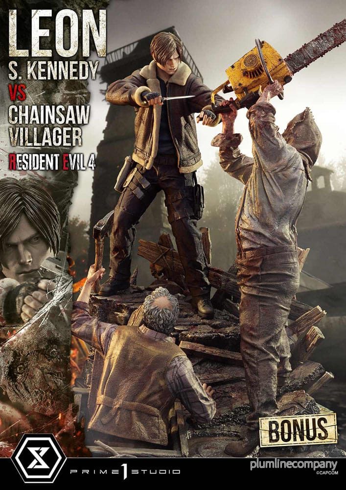 Resident Evil 4 Ultimate Premium Masterline Series Statue 1/4 Leon S. Kennedy vs. Chainsaw Villager Bonus Ver. 76 cm - Bild 3
