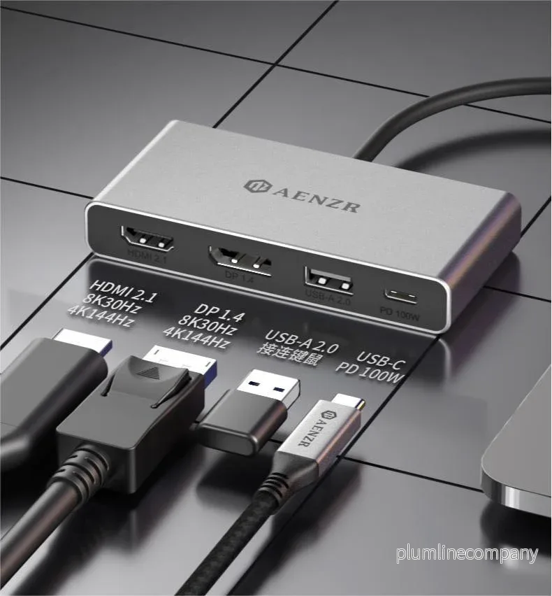 NÖRDIC USB-C 1 till 4 Dockningsstation 1xDP8K30Hz 1xHDMI8K30Hz 1xUSB-C PD 100W 1xUSB-A 2.0 NÖRDIC USB-C 1 till 4 Dockningsstation 1xDP8K30Hz 1xHDMI8K30Hz 1xUSB-C PD 100W 1xUSB-A 2.0