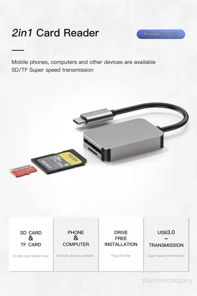 NÖRDIC USB-C 3.1 Kortläsare 2 Slot SD 4.0 och MicroSD UHS-II - Bild 3