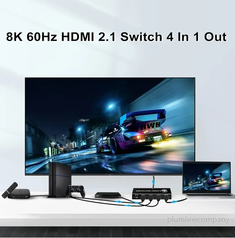 NÖRDIC HDMI 2.1 Switch 4 till 1 8K60Hz 4K144Hz 48Gbps - Bild 2