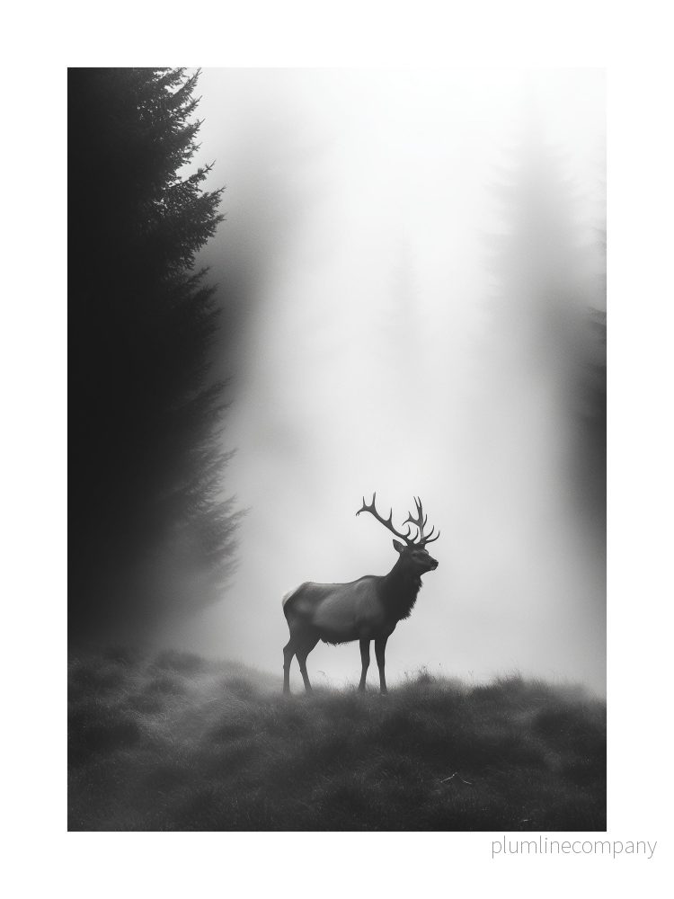 Misty Forest Stag Poster Misty Forest Stag Poster