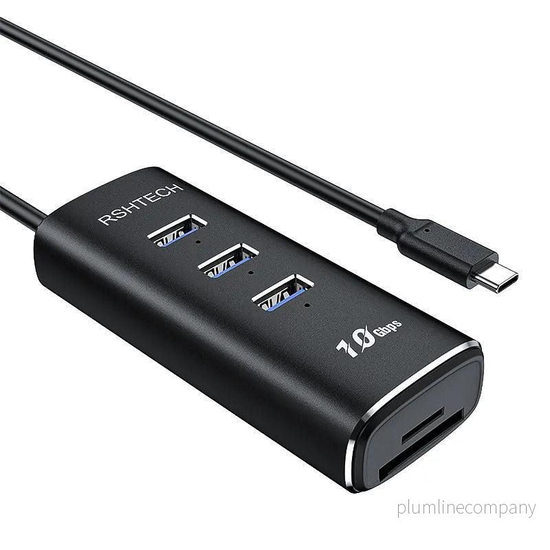 NÖRDIC Gen2 3.2 USB-C 3ports Hubb 10Gbps 1m kabel 3xUSB-A 1xSD 1xTF kortläsaare