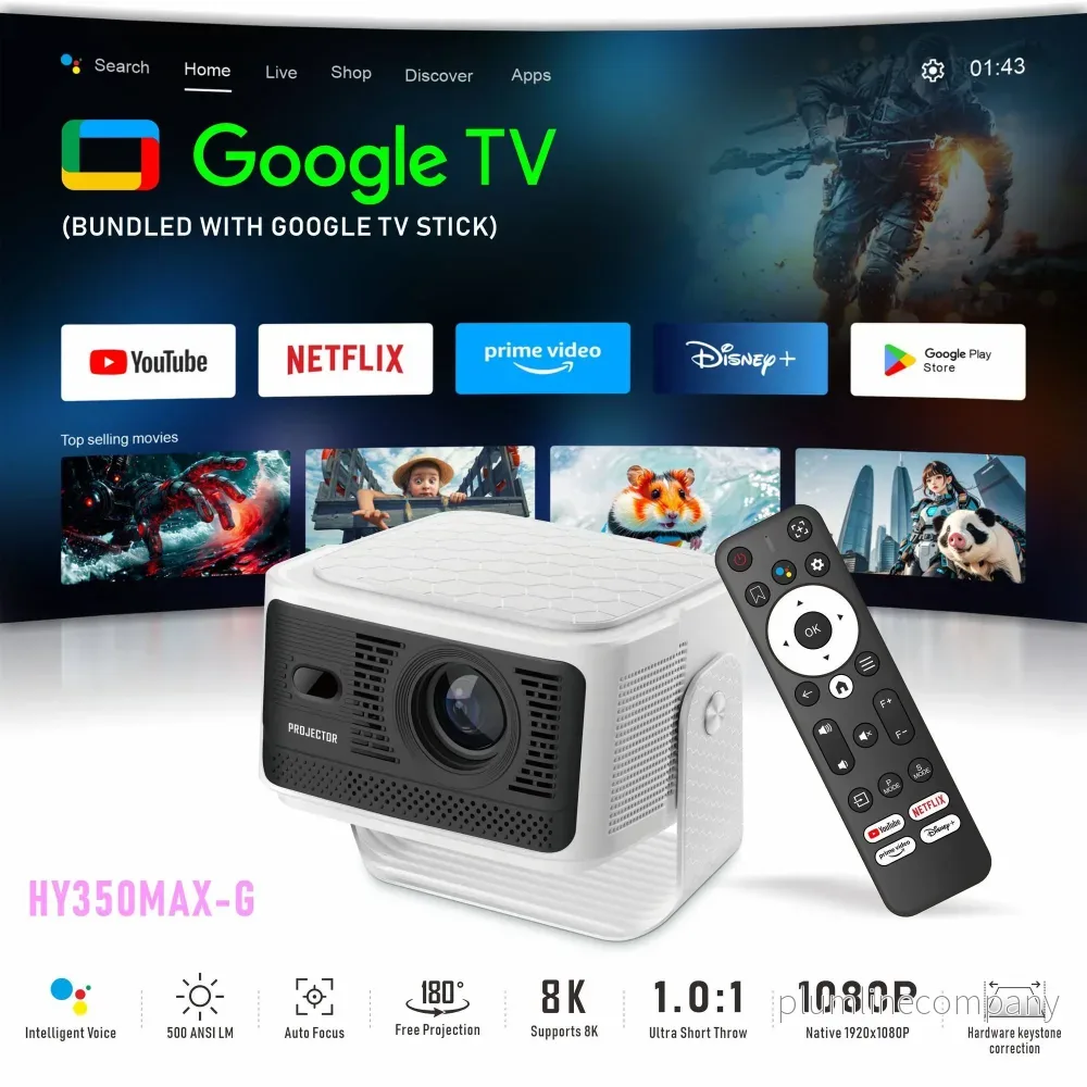 NÖRDIC Projektor Google-certifierad 1080p 500 ANSI lumen 2.4/5G WiFi 6 Android 11 NÖRDIC Projektor Google-certifierad 1080p 500 ANSI lumen 2.4/5G WiFi 6 Android 11