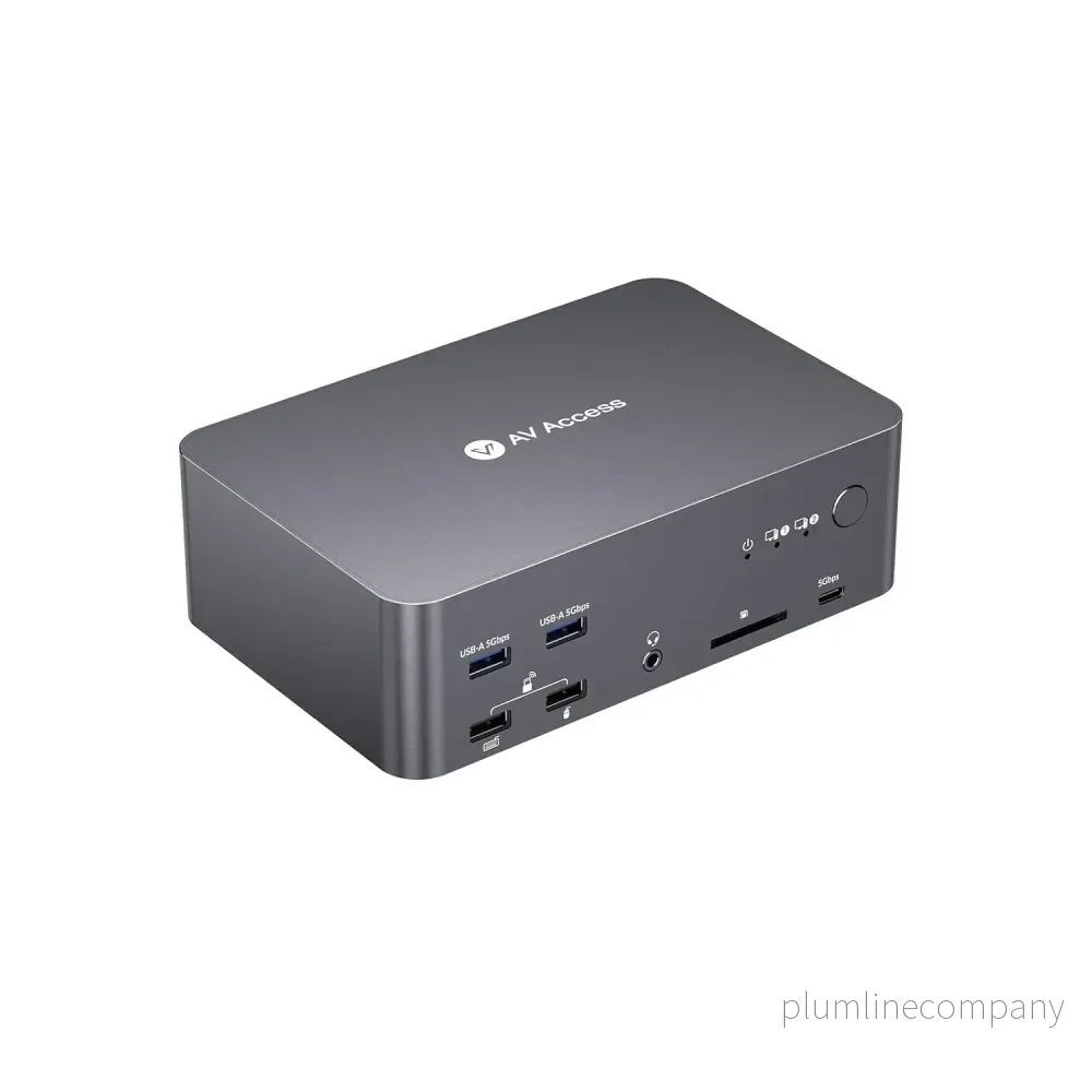 AV Access iDock D23i Dockningsstation och KVM-switch 2 till 3, Triple Monitor för 2st Desktop-PCs, 8K@60Hz, 5xUSB-A, 1xUSB-C, 1G Ethernet, Ljud, SD AV Access iDock D23i Dockningsstation och KVM-switch 2 till 3, Triple Monitor för 2st Desktop-PCs, 8K@60Hz, 5xUSB-A, 1xUSB-C, 1G Ethernet, Ljud, SD