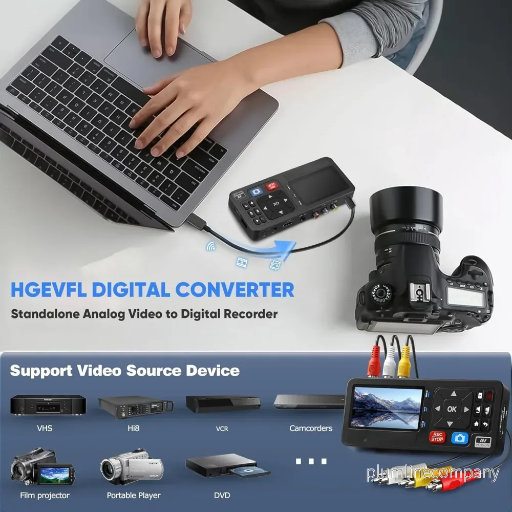 Digital inspelare för inspelning av VHS-band, videobandspelare, DVR, DVD, Hi8, DV-spelare, RCA, CVBS, TV-box, videokamera, spelkonsoler till USB MicroSD-kort, 3" skärm - Bild 3