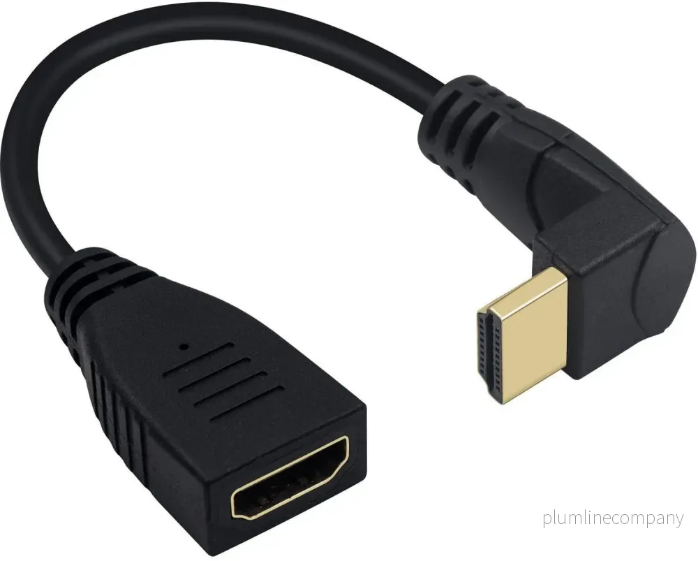 NÖRDIC vinklad HDMI adapter 4K30Hz UHD hane till hona 20cm svart NÖRDIC vinklad HDMI adapter 4K30Hz UHD hane till hona 20cm svart