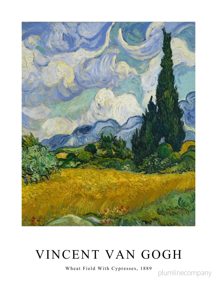 Wheat Field With Cypresses Poster