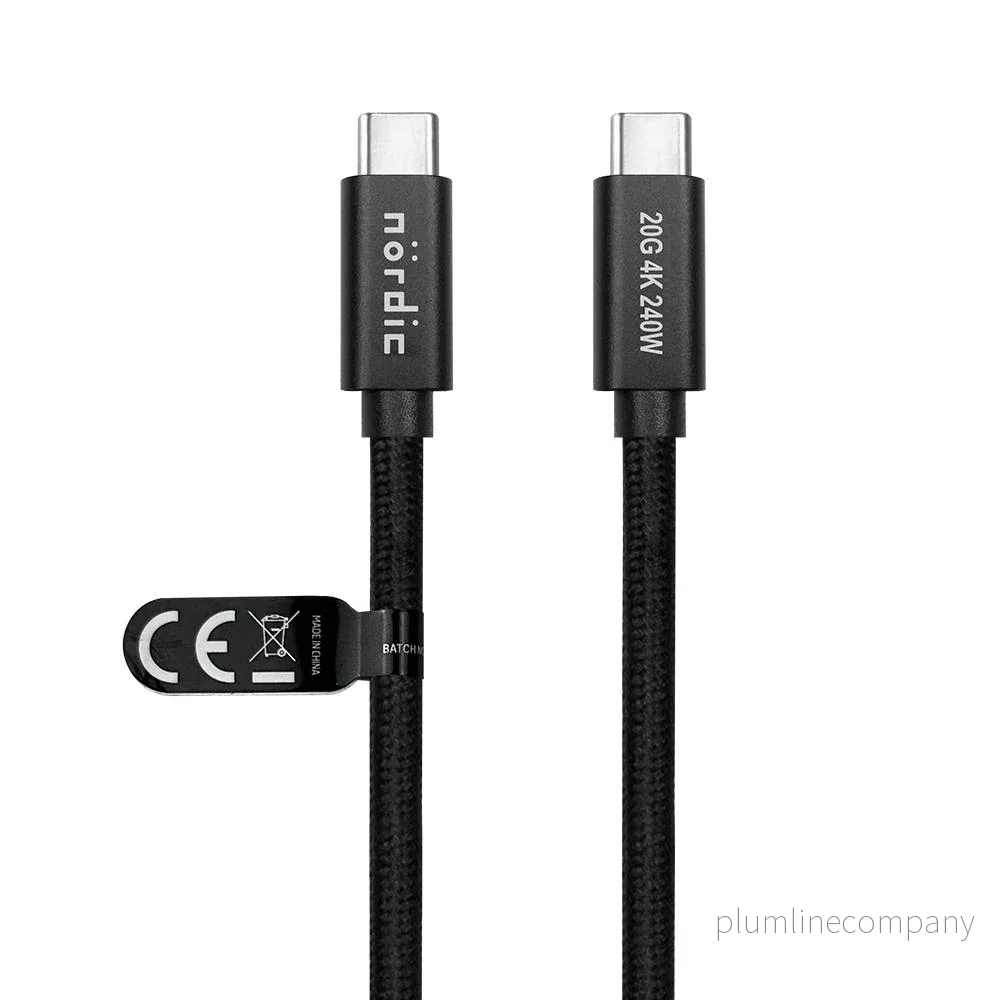 NÖRDIC 1m USB 3.2 Gen 2 USB-C till C nylonflätad kabel PD3.1 240W 20G 4K60Hz svart NÖRDIC 1m USB 3.2 Gen 2 USB-C till C nylonflätad kabel PD3.1 240W 20G 4K60Hz svart