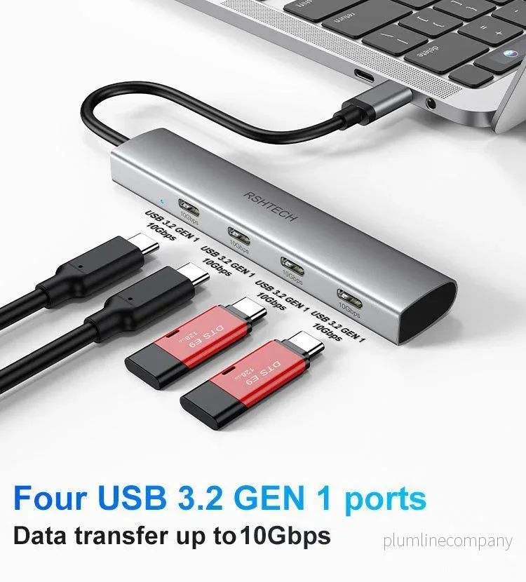 NÖRDIC Gen2 3.2 USB-C 4ports Hubb 10Gbps 19cm kabel 4xUSB-C - Bild 2