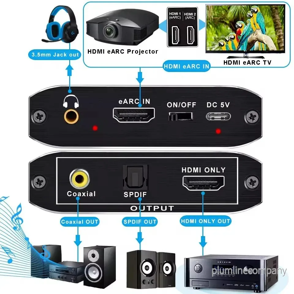 NÖRDIC 8K HDMI 2.1 eARC/ARC Extractor, HDMI eARC/ARC till HDMI 7.1CH Dolby Atmos, Coaxial, S/PDIF, AUX - Bild 2