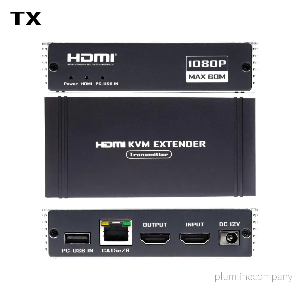 NÖRDIC 1080P 60Hz 65M HDMI KVM Extender USB över Cat5e/Cat6, POC med loop-stöd, USB för tangentbord och mus till PC/dator - Bild 3