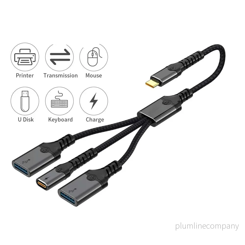 NÖRDIC USB-C Hubb till 1xUSB-C PD60W 2xUSB-A