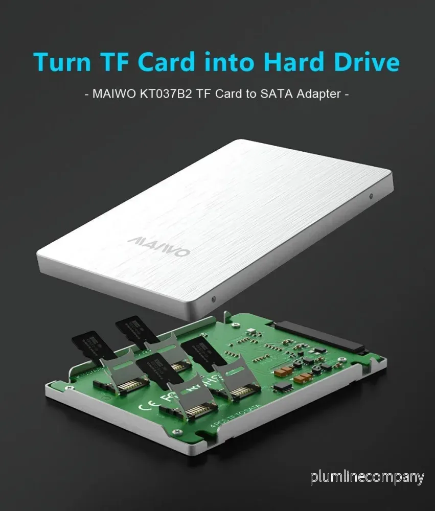 Maiwo KT037B2 Extern kabinett med stöd för 4st Micro SD till SATA med RAID0 - Bild 2