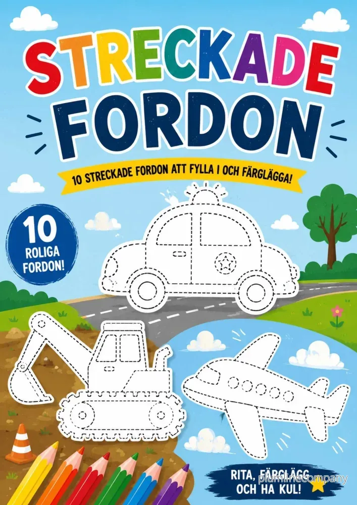 10 streckade fordon för barn 10 streckade fordon för barn
