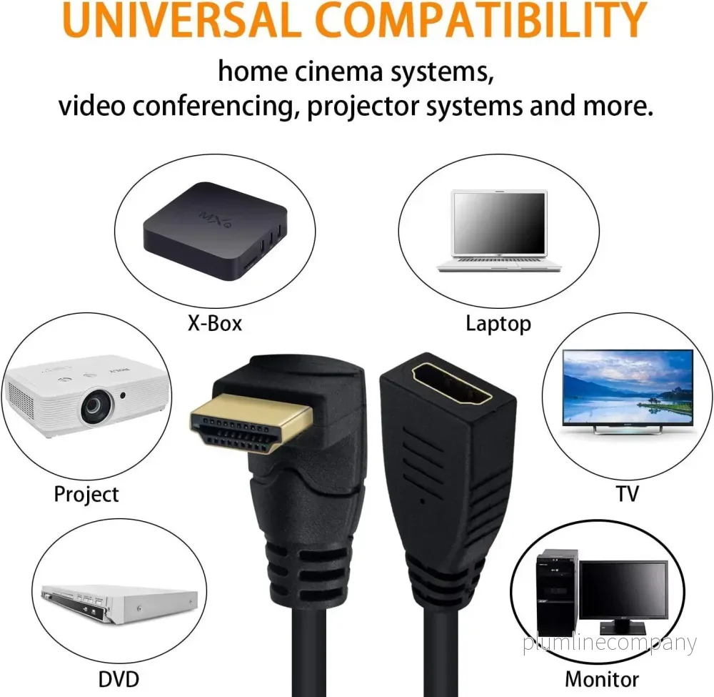 NÖRDIC vinklad HDMI adapter 8K60Hz 4k120Hz 48Gbps hane till hona HDMI2.1 15cm - Bild 3