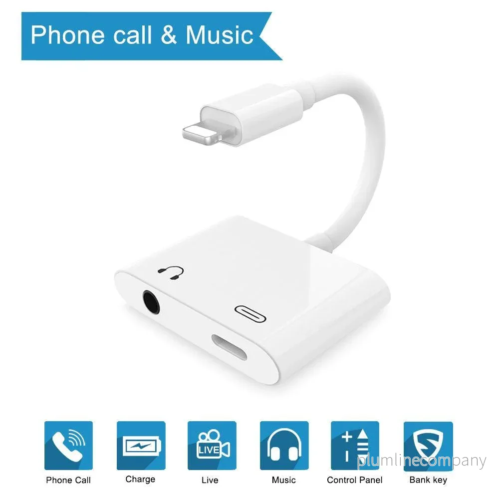 NÖRDIC Lightning adapter 1xaudio 3,5mm och 1x Lightning för laddning NÖRDIC Lightning adapter 1xaudio 3,5mm och 1x Lightning för laddning