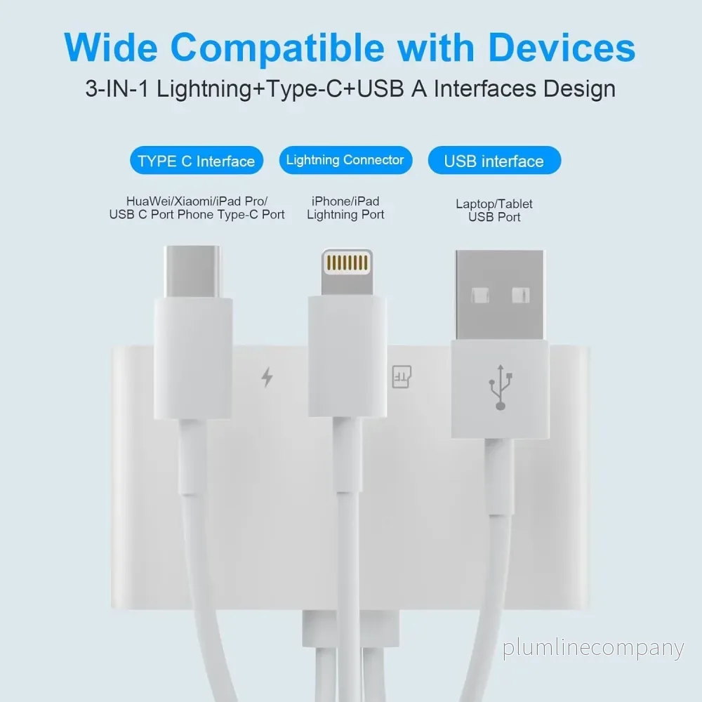 NÖRDIC USB-A, USB-C, Lightning Kortläsare 2 Slot SD, MicroSD 1xUSB-A, 1xAUX, 1xLightning-laddning UHS-I - Bild 3