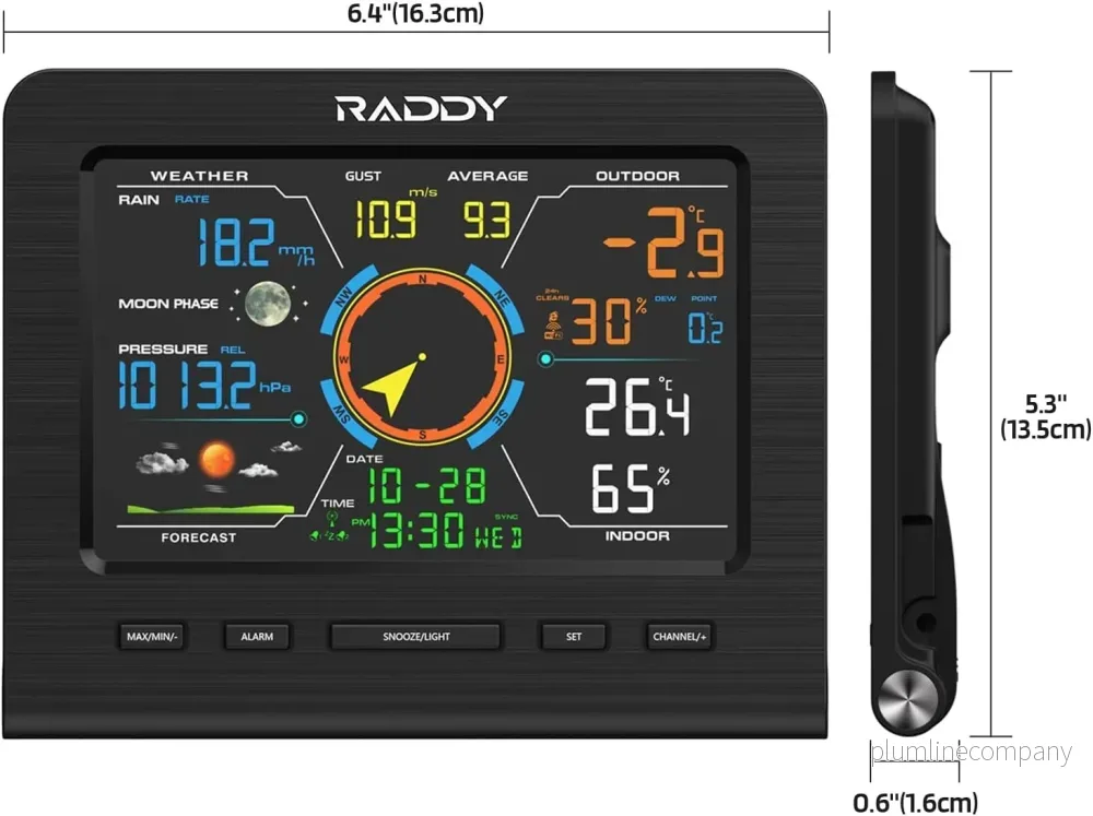 Professionell trådlös väderstation 13-i-1 med utomhussensor, termometer, barometer, hygrometer, vind- och regnmätare, 5" LCD-Display - Bild 2