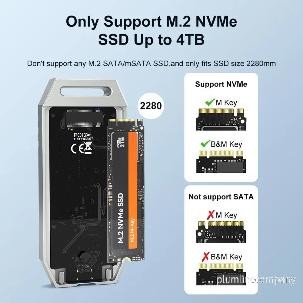 Maiwo K1695 USB4.0 NVMe extern kabinett 8TB M och B&M key 2280 - Bild 3