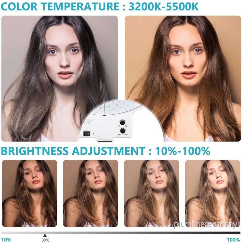 Studio LED Ringlampa selfie 48cm diameter dimbar justerbar med bredd av färger och 2m stativ Ring light - Bild 3
