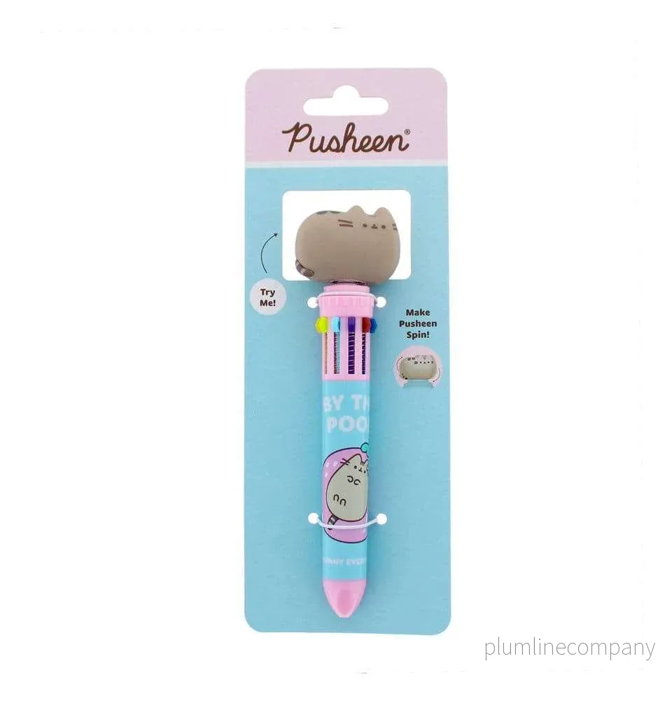 Pusheen Multi Colour Pen Spinny By The Pool Blue