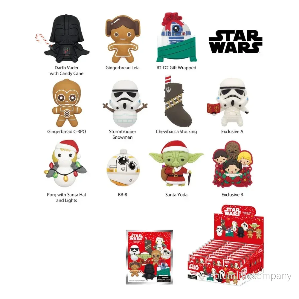 Star Wars 3D PVC Bag Clips – Star Wars Christmas Series 1 Display (24)
