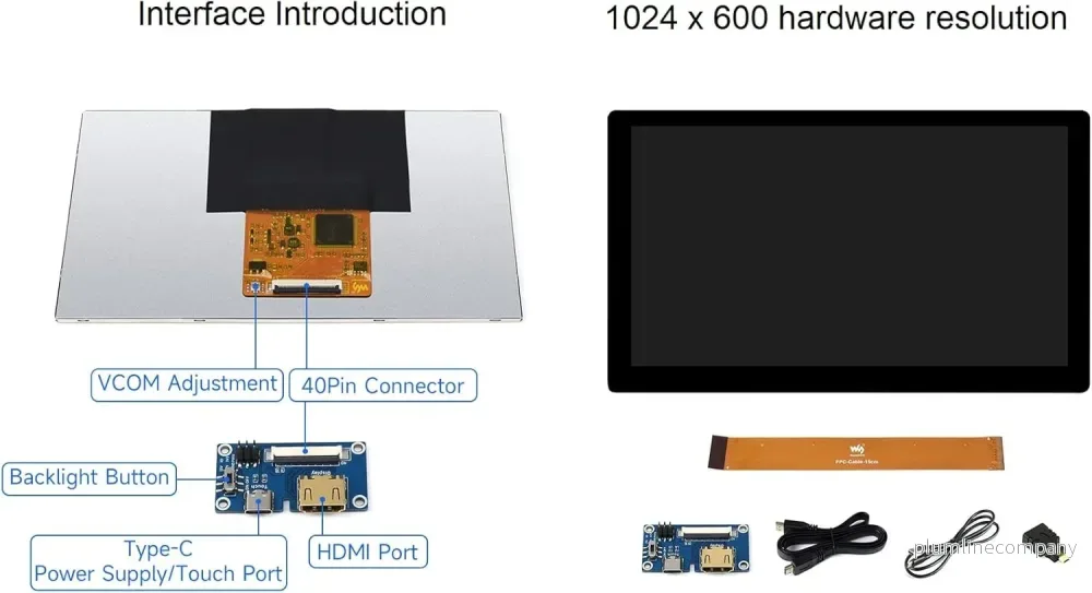 Waveshare 7-tums HDMI-skärm Pekskärm 1024 x 600 IPS-panel Stödjer Alla Versioner av Raspberry Pi Windows-skärm - Bild 2