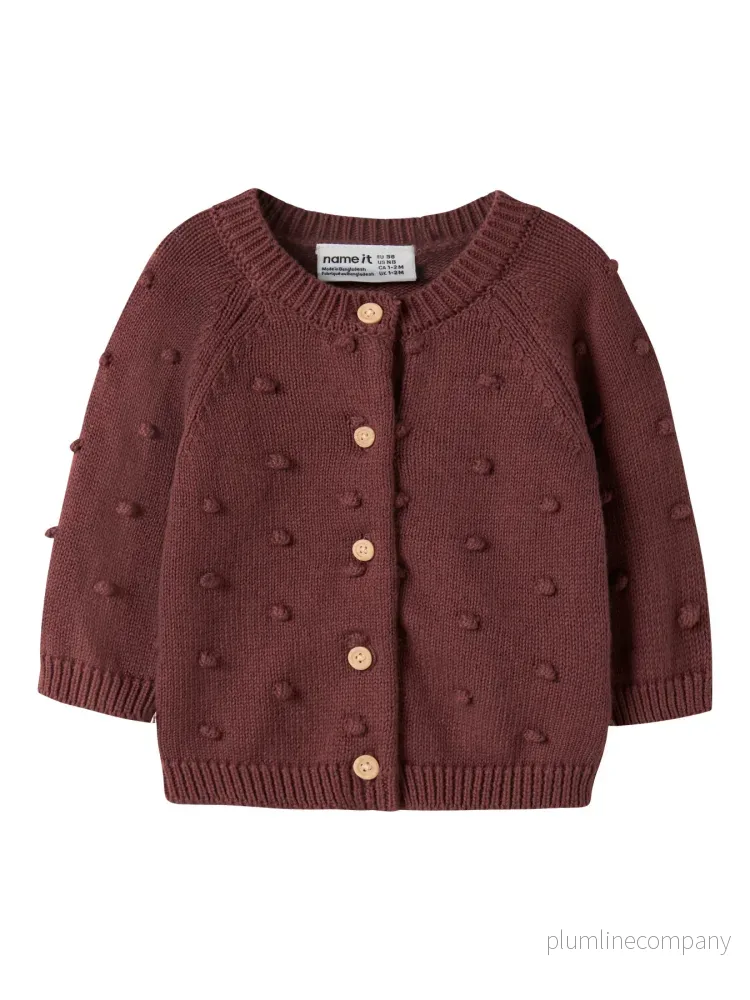 Bubbelstickad Kofta i Ekologisk Bomull – Wild Ginger – NBFNASHA LS KNIT CARD Bubbelstickad Kofta i Ekologisk Bomull – Wild Ginger – NBFNASHA LS KNIT CARD