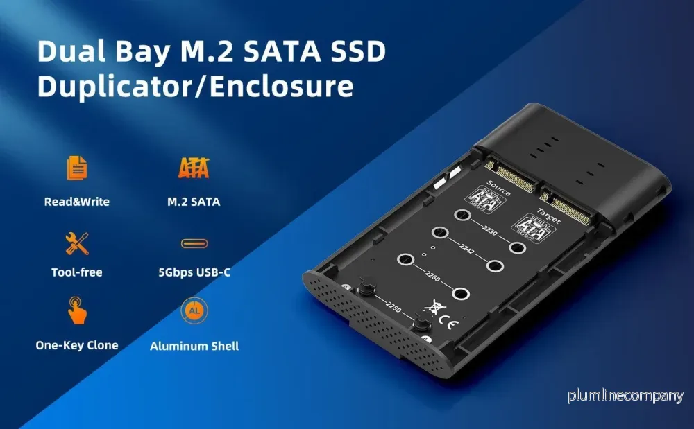 Maiwo K2022S extern kabinett för hårddiskkloning M.2 SATA SSD USB3.2 5Gbps 1:1 - Bild 3
