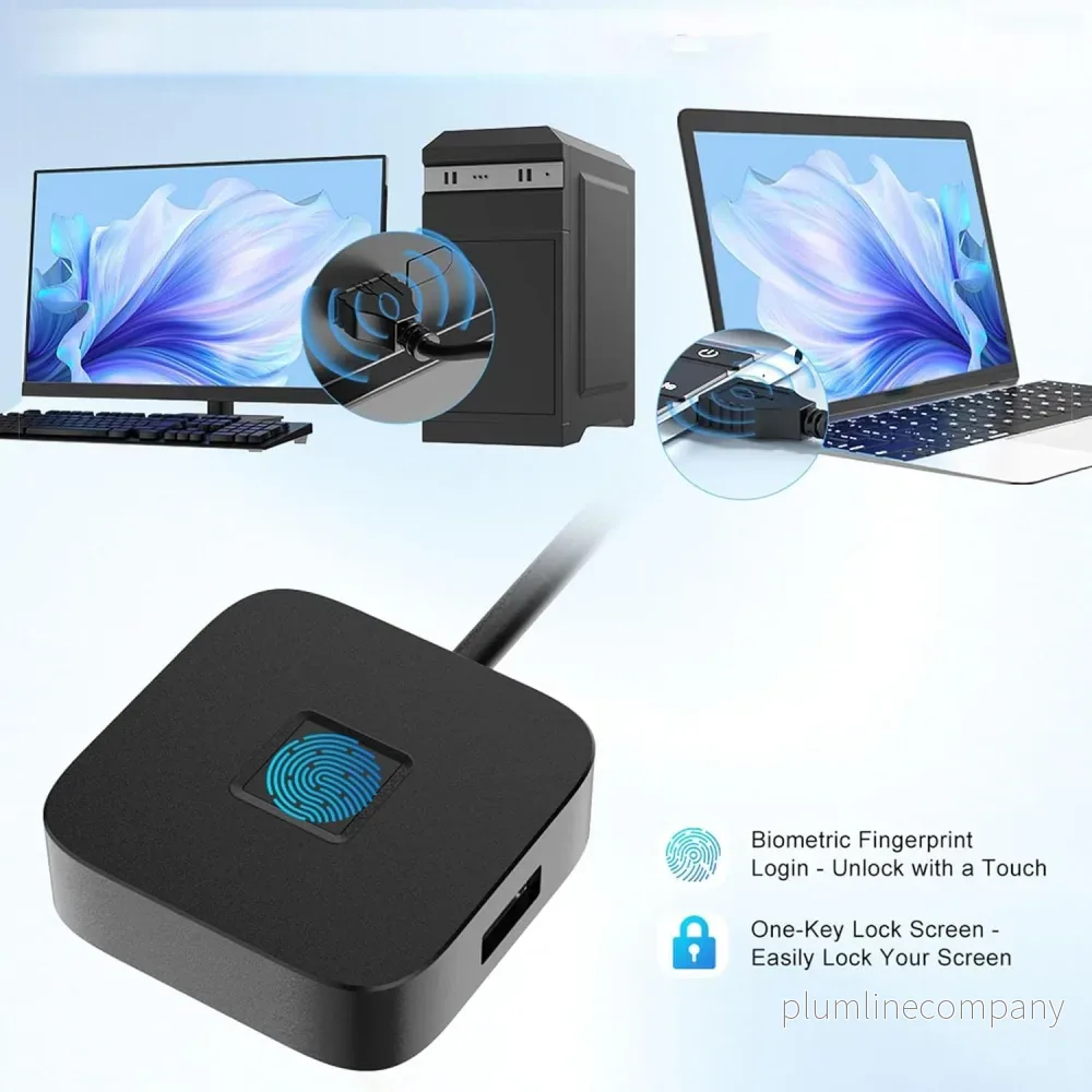 NÖRDIC USB A+C Fingeravtrycksläsare för Windows 10/11, Snabb matchande biometrisk fingeravtrycksläsare - Bild 3