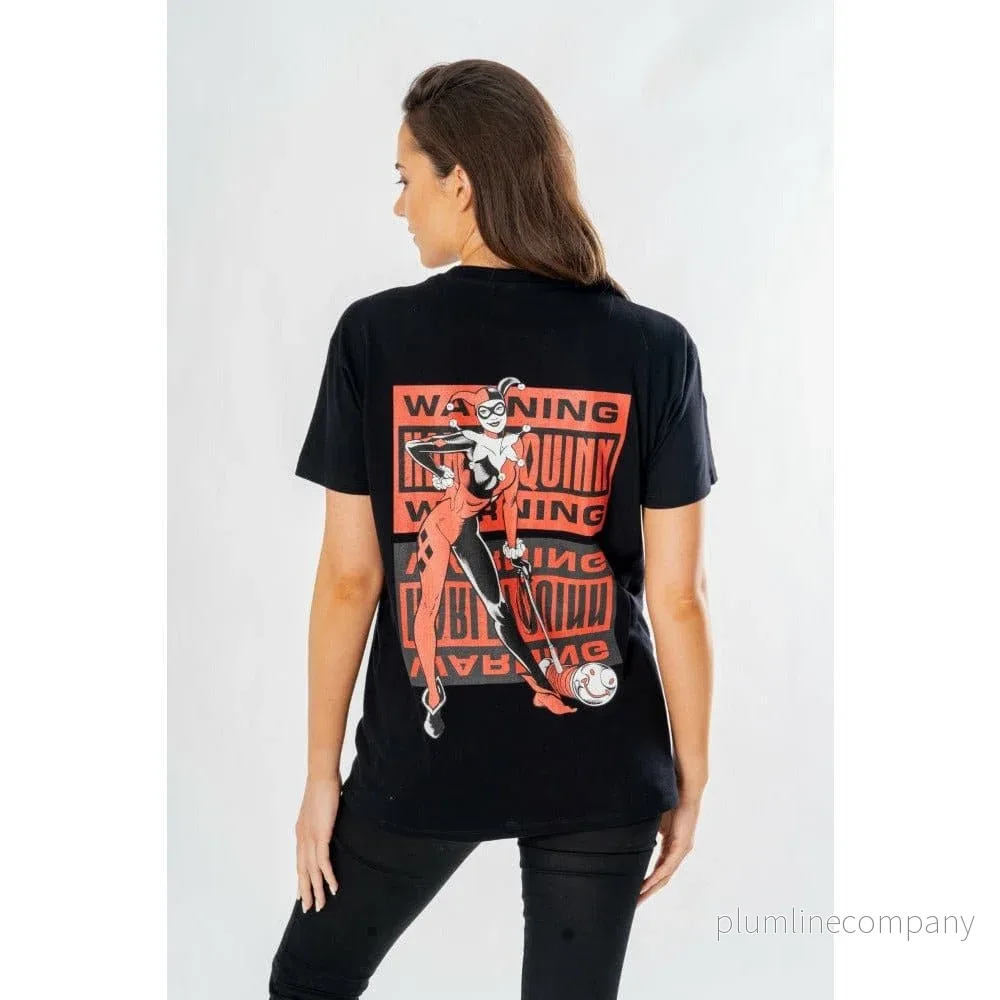 DC Comics T-shirt Harley Quinn Fram- och Bakvarning