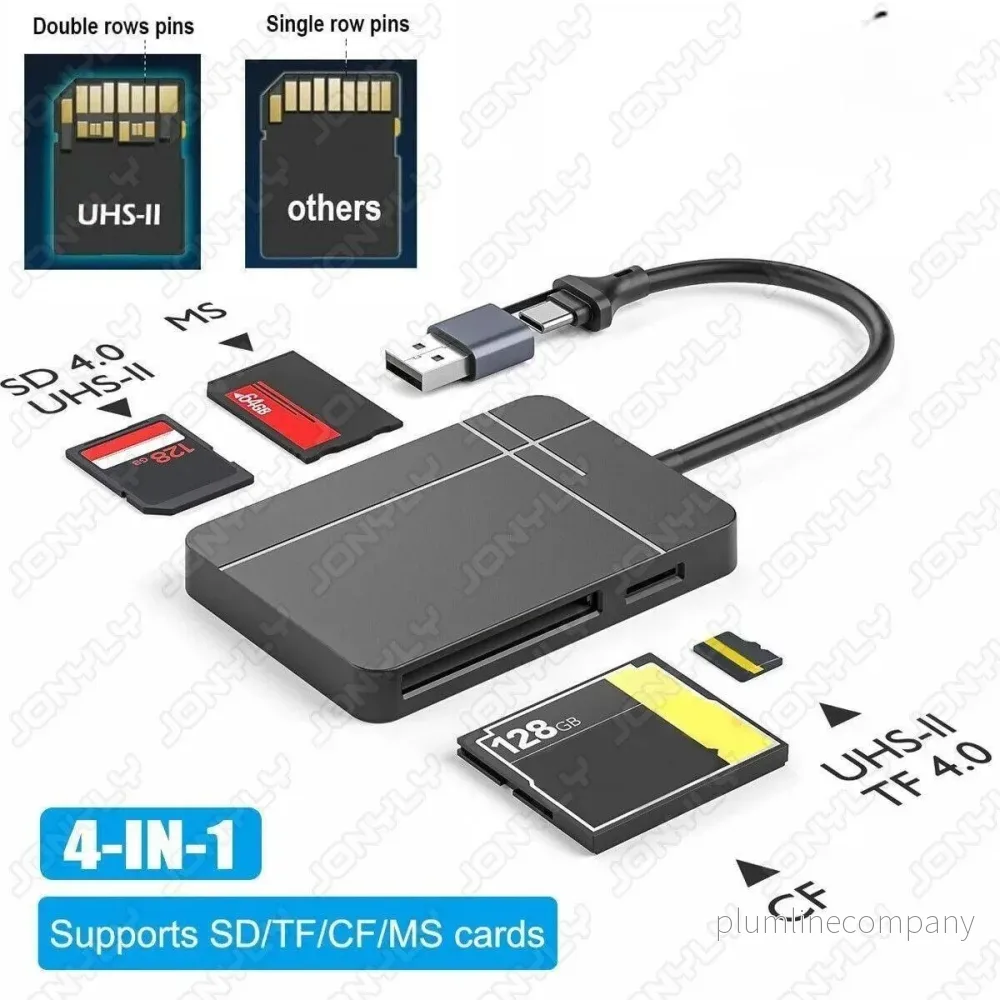NÖRDIC USB-A 3.1, USB-C Kortläsare 4 Slot CF, SD 4.0, MicroSD 4.0, MS UHS-II - Bild 2