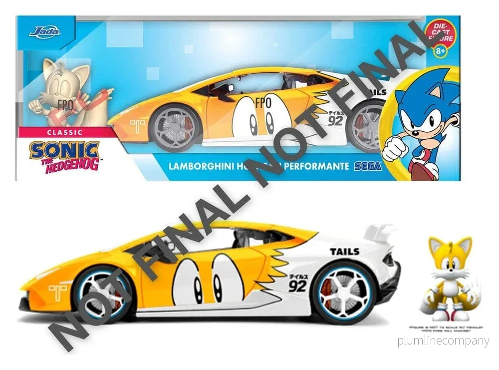 Sonic Gjutjärnsbil 1:24 Tails Lamborghini Huracan 19 cm Sonic Gjutjärnsbil 1:24 Tails Lamborghini Huracan 19 cm