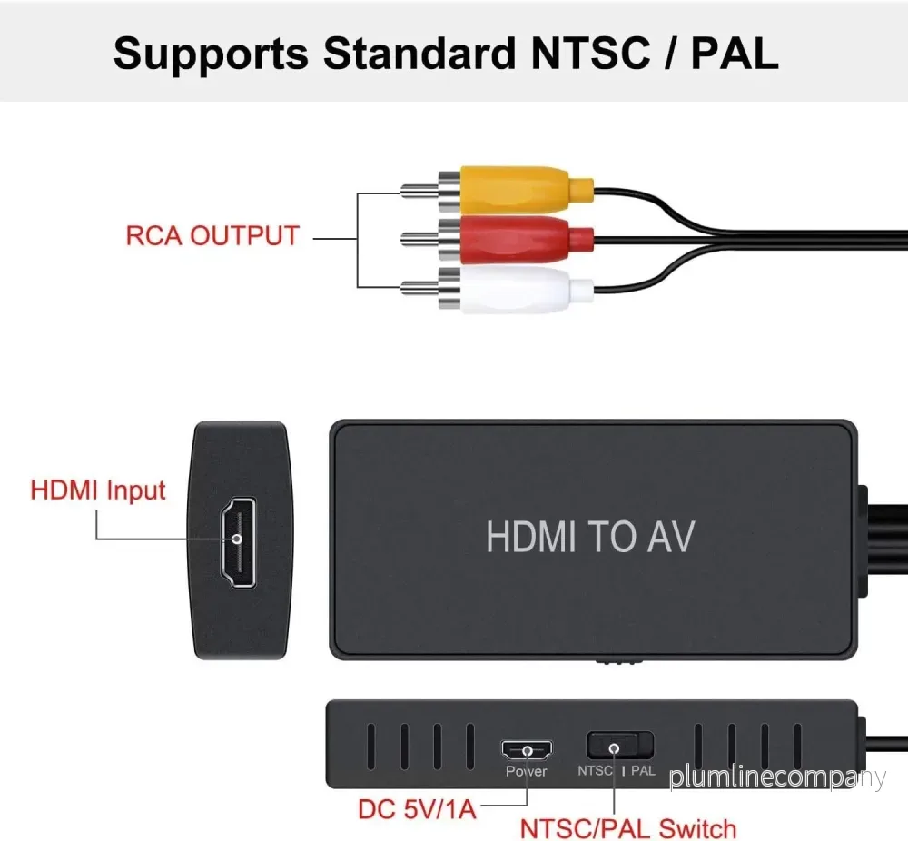 NÖRDIC HDMI till AV 3xRCA CVBS kompositvideo adapter med ljud, upplösning upp till 1080p 1m - Bild 3