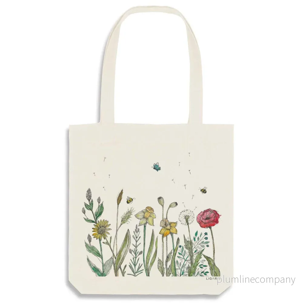 Juteväska med motiv av blomsteräng från LIGARTI