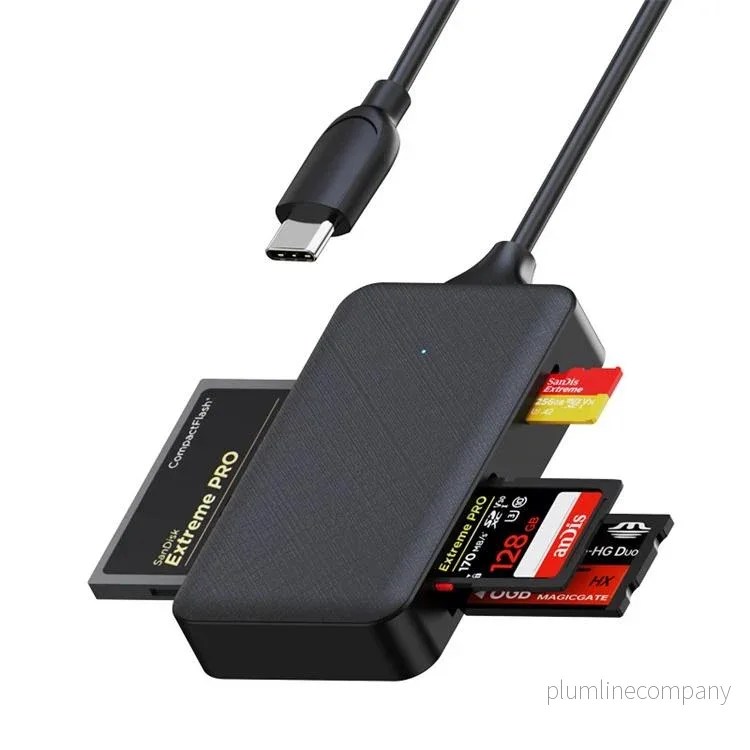 NÖRDIC USB-C Kortläsare 4 Slot CF, SD, MicroSD, MS UHS-I NÖRDIC USB-C Kortläsare 4 Slot CF, SD, MicroSD, MS UHS-I