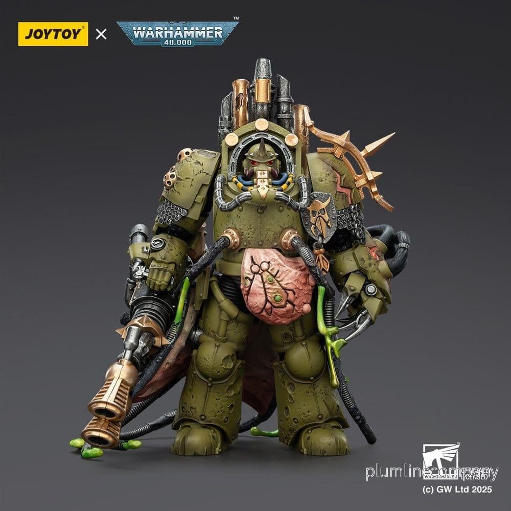 Warhammer 40,000 Action Figur Death Guard Lord of Virulence med Power Fist och Twin Plague Spewer 14 cm - Bild 3