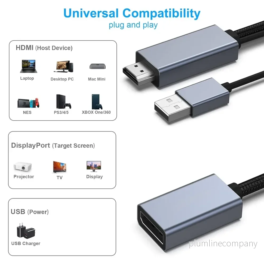NÖRDIC HDMI till Displayport adapter 50cm 4K60Hz 18Gbps - Bild 2