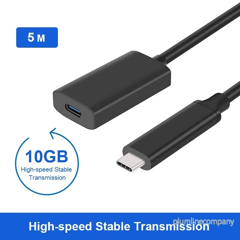 NÖRDIC aktiv 5m USB-C 3.2 Gen 2 SuperSpeed 10Gbps Förlängningskabel hane till hona - Bild 2