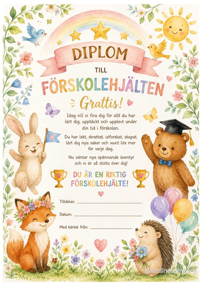 Diplom – Förskolehjälten (djur) Diplom – Förskolehjälten (djur)