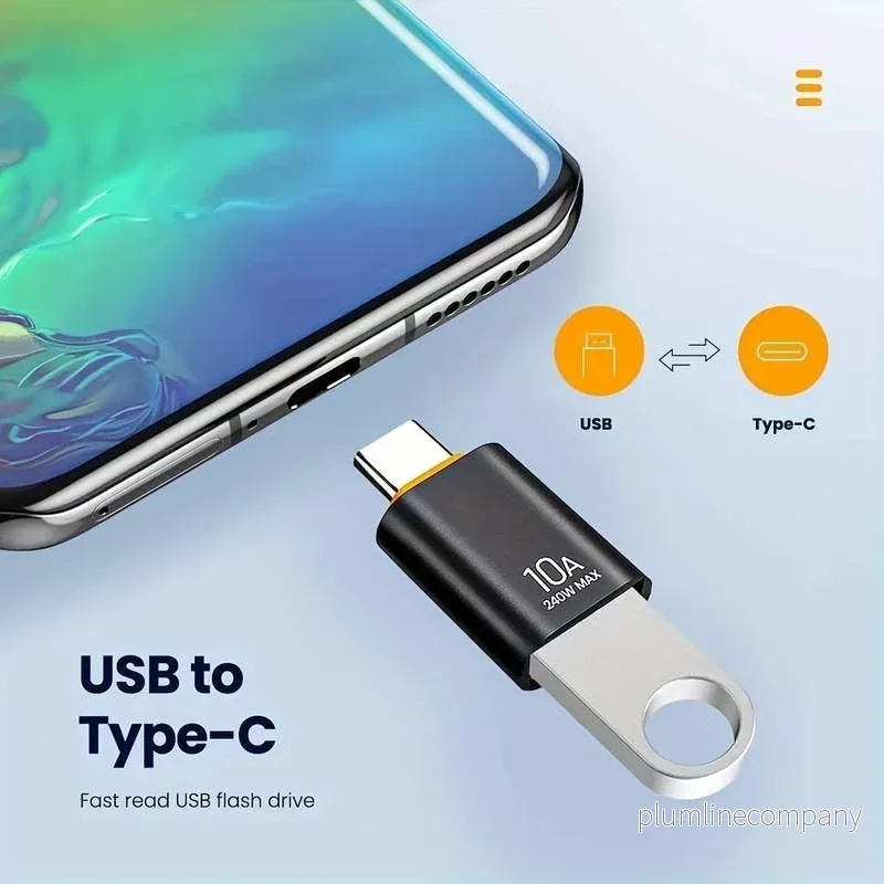 NÖRDIC USB-A 3.1 OTG hona till USB C hane adapter, USB-C adapter till synk och laddning, aluminium orange - Bild 3