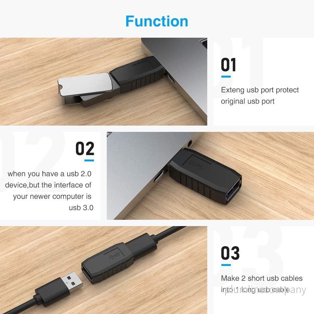 NÖRDIC USB-koppling hane till hona USB 3.1 typ A-adapter Superspeed 5 Gbps USB-portförlängning - Bild 2