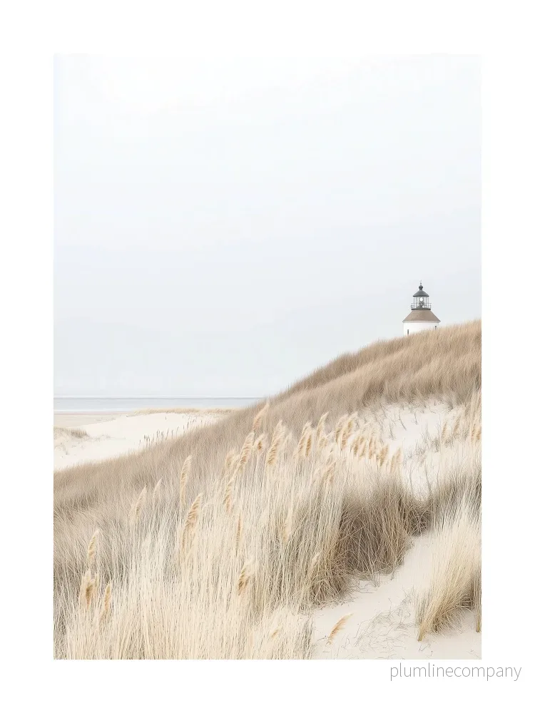 Lighthouse and Dune Grasses Poster
