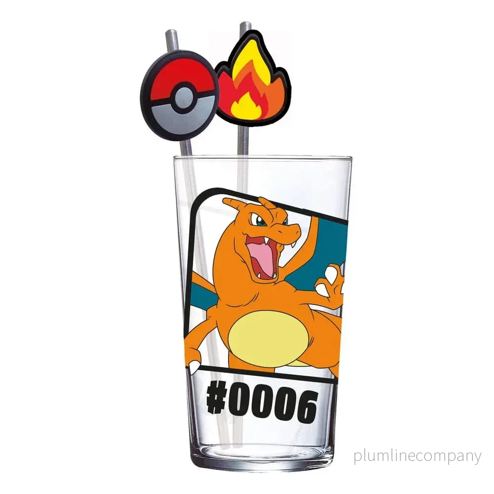 Pokémon Glas Tumbler med Sugrör Charizard 480 ml - Bild 2
