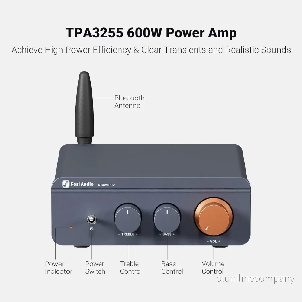 Fosi Audio Bluetooth 5.0 & R/L Förstärkare 300W x2 med Volym, Bas och Diskant kontroll - Bild 3