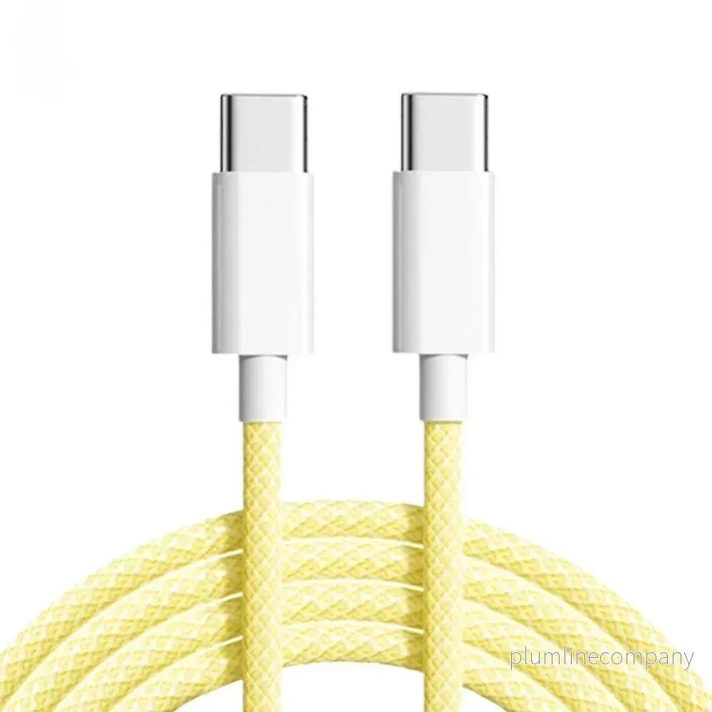 NÖRDIC 1m USB 2.0 USB-C till C kabel för iPhone 15/15 Pro/15 Plus/15 Pro Max 3A 480Mbps 60W gul