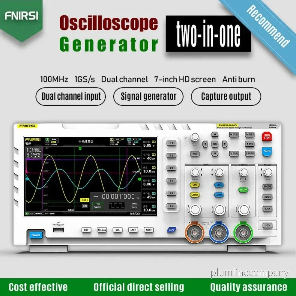 FNIRSI-1014D Desktop Oscilloskop 100MHZ*2 1GS/s 2 i 1 Dubbelkanals Digitalt Oscilloskop 10MHZ Signalgenerator - Bild 2