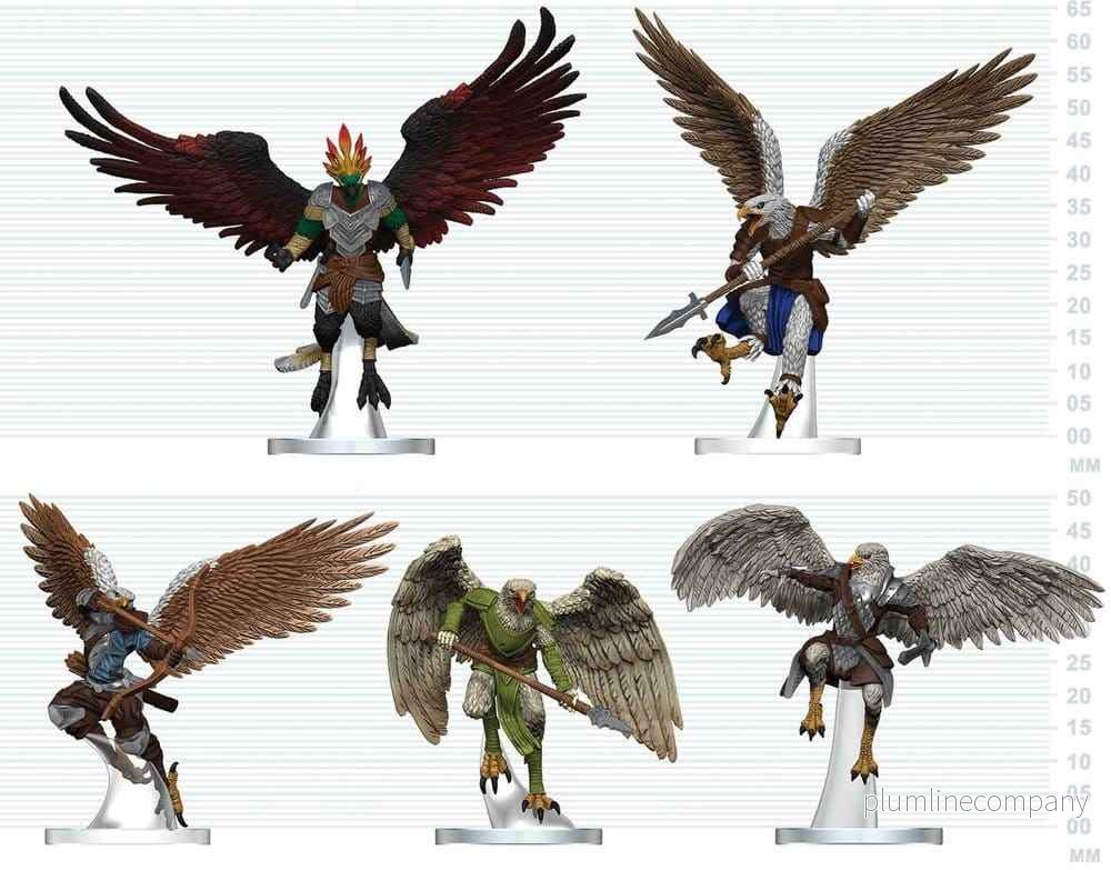 D&D Ikoner från Riken Miniatyrfigurer Aarakocra Flock 20 cm