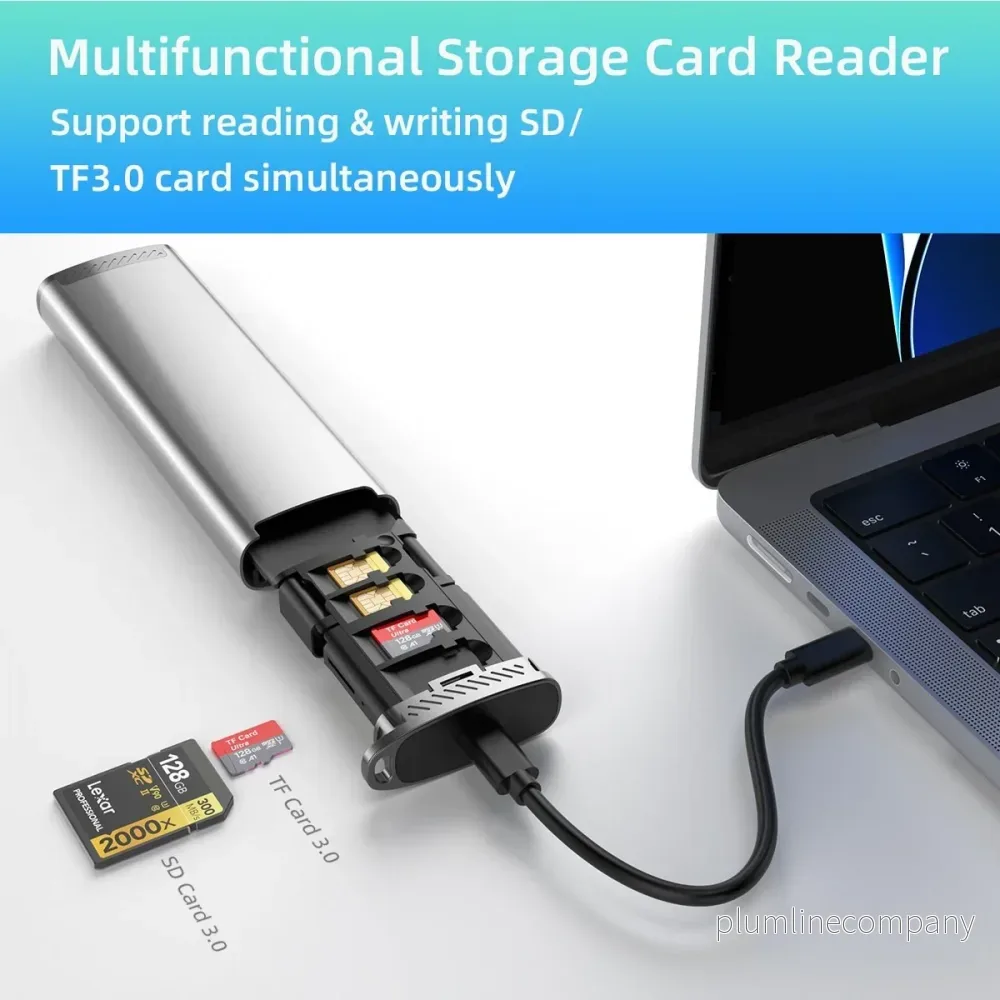 NÖRDIC USB-A 3.1, USB-C 3.1, Lightning Kortläsare och Lagringskabinett 2 Slot SD, MicroSD, 1xUSB-A UHS-I - Bild 2