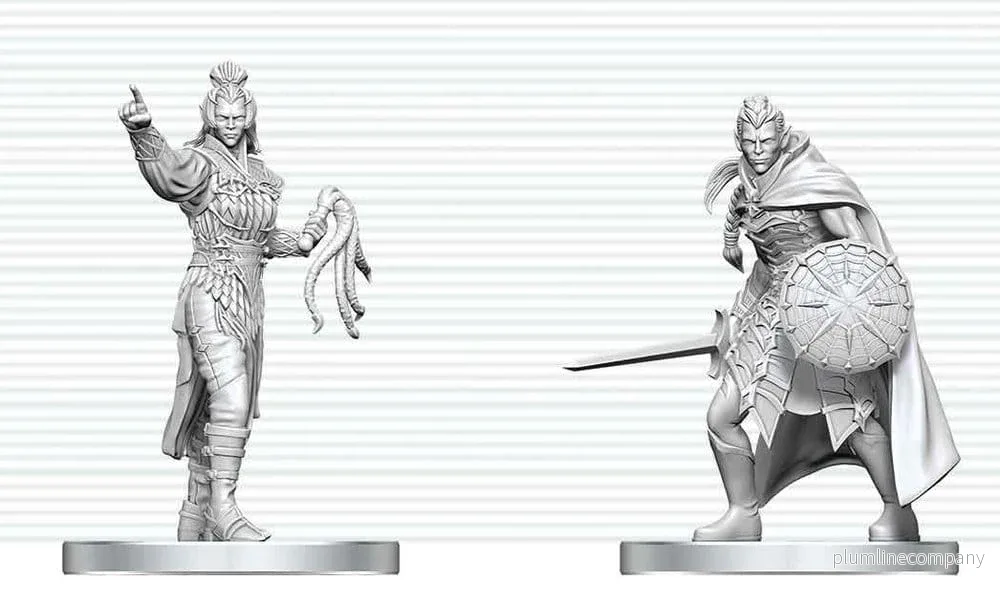 D&D Nolzur's Fantastiska Minifigurer Mini Figurer Drow Elitesoldat & Drow Prästinna av Lolth 13 cm - Bild 2